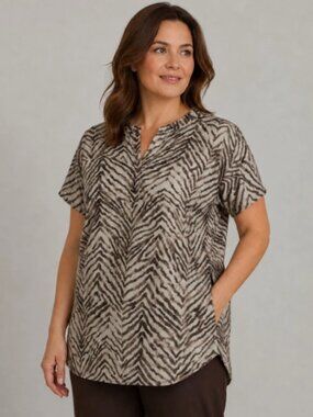Healing Hands Quest Scrub Mandarin Collar Top Pockets HH912 zebra Print 2XL NWT